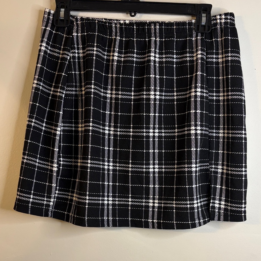 SHEIN Black and White Plaid Mini Skirt XL #402